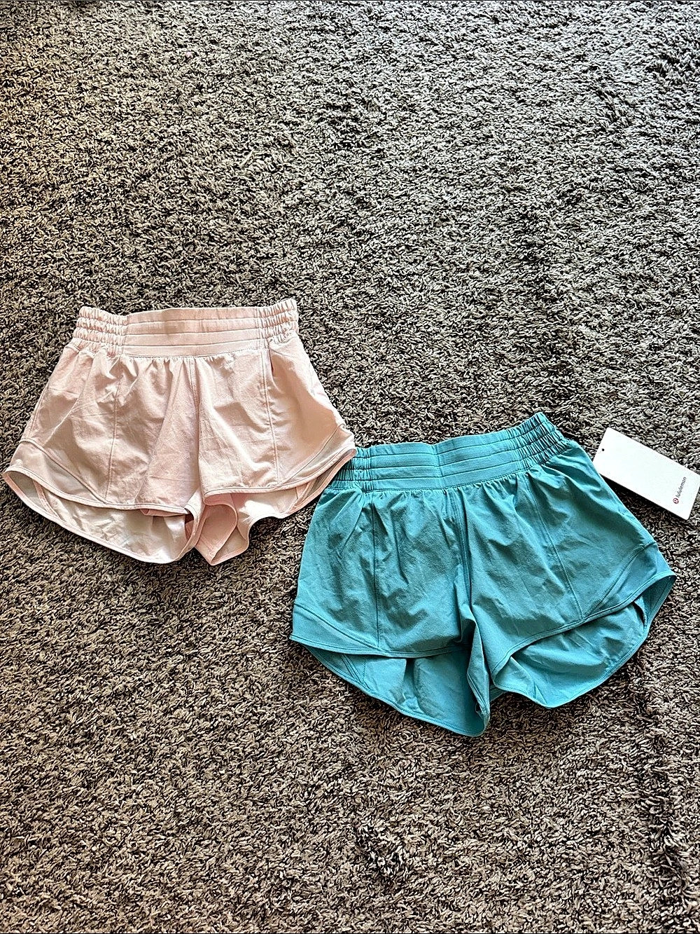 Lululemon Strawberry Milkshake & Washed Blue Hotty Hot HR Short 2.5" Shorts